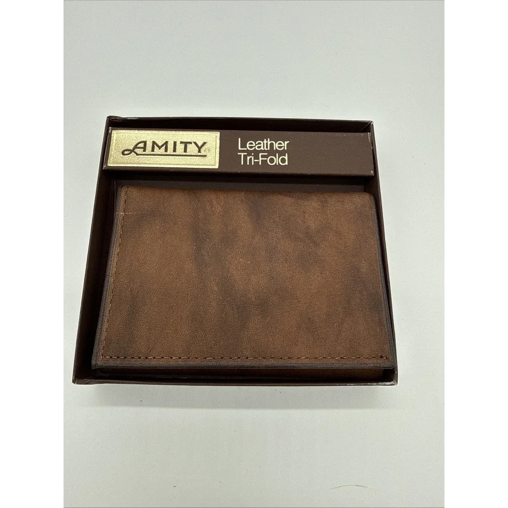 New Brown AMITY Leather Tri-Fold mens wallet Brown Soft Leather